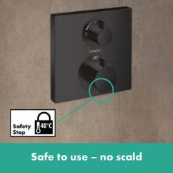 Hansgrohe Ecostat Square Thermostat 2 Function Concealed Finish Set - Matt Black - 15714670 5 Hansgrohe Ecostat Square Thermostat 2 Function Concealed Finish Set - Matt Black - 15714670 -ShowerLux Shop 15714670 D1 460