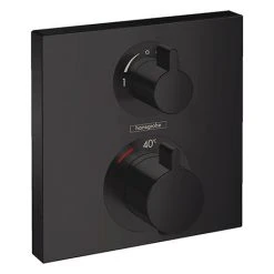Hansgrohe Ecostat Square Thermostat 2 Function Concealed Finish Set - Matt Black - 15714670