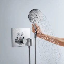 Hansgrohe ShowerSelect Thermostatic Mixer for Concealed Installation for 2 Outlets with Hose Connection and Shower Holder- 15765000 -ShowerLux Shop 15765000 D2 460