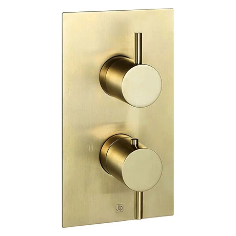 JTP Vos Brushed Brass Single Outlet Thermostatic Concealed Shower Valve 3 JTP Vos Brushed Brass Single Outlet Thermostatic Concealed Shower Valve