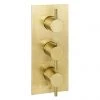 JTP Vos Brushed Brass Triple Outlet Thermostatic Concealed Shower Valve Vertical -ShowerLux Shop 23690ABBR P