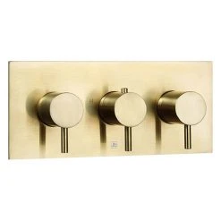 JTP Vos Brushed Brass Triple Outlet Thermostatic Concealed Shower Valve Horizontal