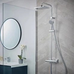 Hansgrohe Vernis Shape EcoSmart Showerpipe 230 Thermostatic Shower Mixer - Chrome - 26097000