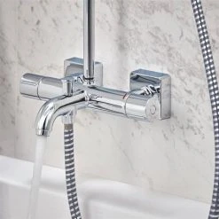 Hansgrohe Vernis Shape Showerpipe 230 Thermostatic Bath Shower Mixer - 26284000 -ShowerLux Shop 26284000.ai2 460