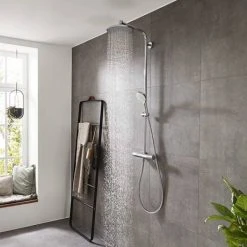 Hansgrohe Crometta E EcoSmart Showerpipe 240 Thermostatic Shower Mixer - 27281000 -ShowerLux Shop 27267000 D4N 460 3