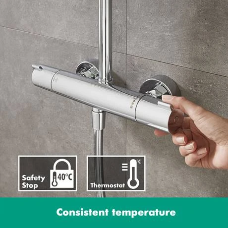 Hansgrohe Crometta E Showerpipe 240 Thermostatic Shower Mixer - 27271000 5 Hansgrohe Crometta E Showerpipe 240 Thermostatic Shower Mixer - 27271000 - Image 3