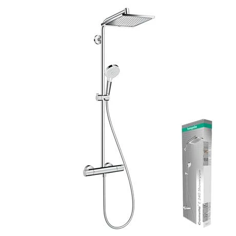 Hansgrohe Crometta E Showerpipe 240 Thermostatic Shower Mixer - 27271000 7 Hansgrohe Crometta E Showerpipe 240 Thermostatic Shower Mixer - 27271000 - Image 5