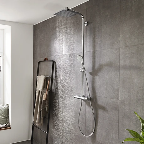 Hansgrohe Crometta E Showerpipe 240 Thermostatic Shower Mixer - 27271000 3 Hansgrohe Crometta E Showerpipe 240 Thermostatic Shower Mixer - 27271000