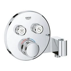 Grohe Grohtherm SmartControl Thermostat Round 2 Outlet Concealed Mixer Trim with Integrated Shower Holder - 29120000