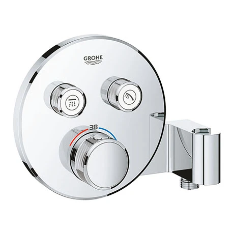 Grohe Grohtherm SmartControl Thermostat Round 2 Outlet Concealed Mixer Trim with Integrated Shower Holder - 29120000 3 Grohe Grohtherm SmartControl Thermostat Round 2 Outlet Concealed Mixer Trim with Integrated Shower Holder - 29120000