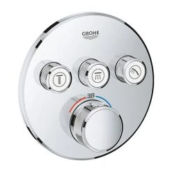 Grohe Grohtherm SmartControl Thermostat Round 3 Outlet Concealed Mixer Trim - Chrome - 29121000