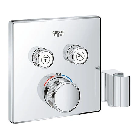 Grohe Grohtherm SmartControl Thermostat Square 2 Outlet Concealed Mixer Trim with Integrated Shower Holder - 29125000 3 Grohe Grohtherm SmartControl Thermostat Square 2 Outlet Concealed Mixer Trim with Integrated Shower Holder - 29125000