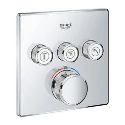 Grohe Grohtherm SmartControl Thermostat Square 3 Outlet Concealed Mixer Trim - 29126000
