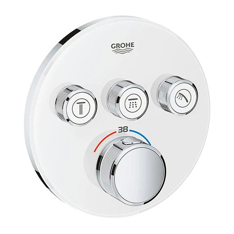 Grohe Grohtherm SmartControl Thermostat Round 3 Outlet Concealed Mixer Trim - Moon White - 29904LS0 3 Grohe Grohtherm SmartControl Thermostat Round 3 Outlet Concealed Mixer Trim - Moon White - 29904LS0