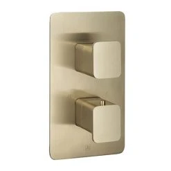 JTP Hix Brushed Brass Twin Outlet Thermostatic Concealed Shower Valve
