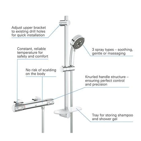 Grohe Precision Feel Thermostatic Shower Mixer 1/2" with Shower Set - 34791000 4 Grohe Precision Feel Thermostatic Shower Mixer 1/2" with Shower Set - 34791000 - Image 2