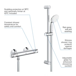 Grohe Precision Flow Thermostatic Shower Mixer 1/2" with Shower Set for Low Pressure - 34807000 7 Grohe Precision Flow Thermostatic Shower Mixer 1/2" with Shower Set for Low Pressure - 34807000 -ShowerLux Shop 34807000 D2 460