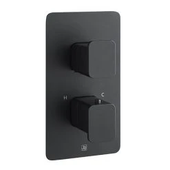 JTP Hix Matt Black Twin Outlet Thermostatic Concealed Shower Valve