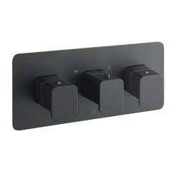 JTP Hix Matt Black Twin Outlet Thermostatic Concealed Shower Valve Horizontal
