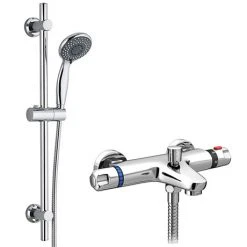 Apollo Wall Mounted Thermostatic Bath Shower Mixer + Slider Rail Kit