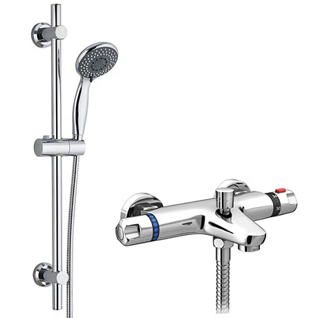 Apollo Wall Mounted Thermostatic Bath Shower Mixer + Slider Rail Kit 3 Apollo Wall Mounted Thermostatic Bath Shower Mixer + Slider Rail Kit