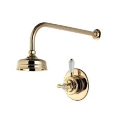 Aqualisa - Aquatique Thermo Concealed Thermostatic Valve with 5" Drencher Head & Arm - Gold - 500.00.04-550.04