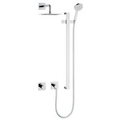 Keuco Ixmo Square Thermostatic Shower System with Head + Slide Rail Kit - Chrome -ShowerLux Shop 59605010002 D4 460