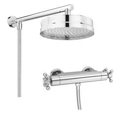Chatsworth Traditional Crosshead Shower Bar Valve + 200mm Overhead Shower