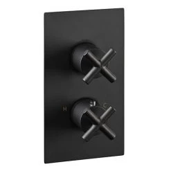 JTP Solex Matt Black Twin Outlet Thermostatic Concealed Shower Valve