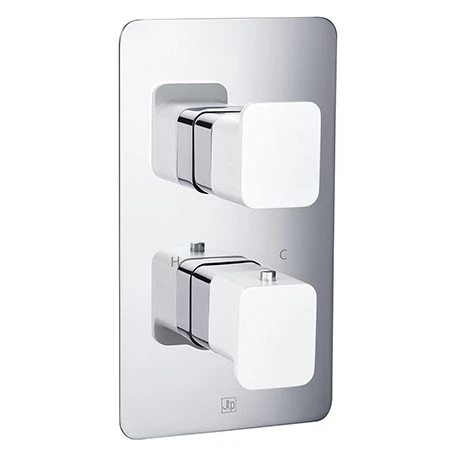 JTP Axel Twin Outlet Thermostatic Concealed Shower Valve with Matt White Handles 3 JTP Axel Twin Outlet Thermostatic Concealed Shower Valve with Matt White Handles
