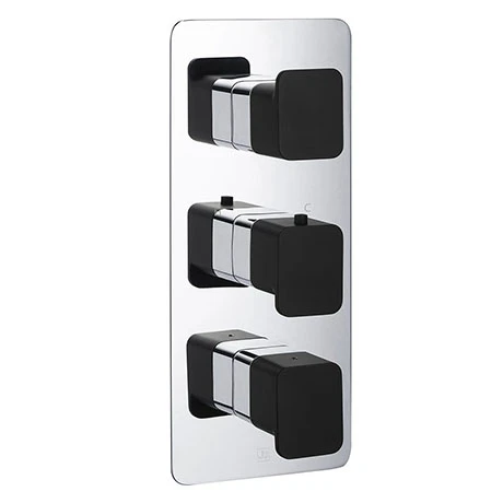 JTP Axel Triple Outlet Thermostatic Concealed Shower Valve Vertical with Matt Black Handles 3 JTP Axel Triple Outlet Thermostatic Concealed Shower Valve Vertical with Matt Black Handles