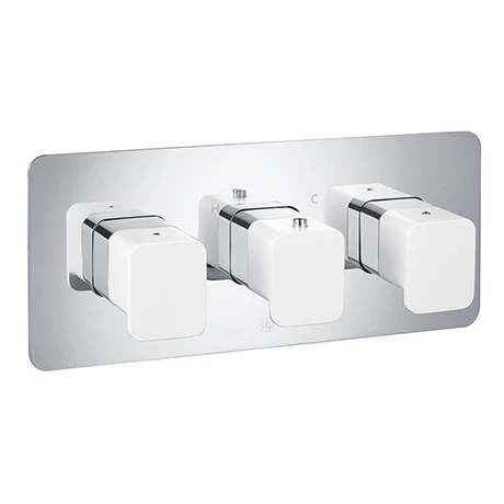 JTP Axel Twin Outlet Thermostatic Concealed Shower Valve Horizontal with Matt White Handles 3 JTP Axel Twin Outlet Thermostatic Concealed Shower Valve Horizontal with Matt White Handles