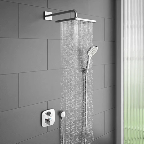 Hansgrohe Ecostat E Square Complete Shower Set with Wall Mounted Shower Handset 3 Hansgrohe Ecostat E Square Complete Shower Set with Wall Mounted Shower Handset