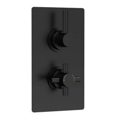 Hudson Reed Tec Pura Twin Concealed Thermostatic Shower Valve - Matt Black - A4003V