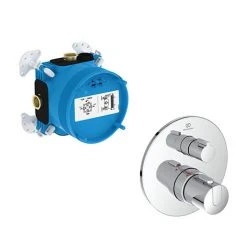 Ideal Standard Ceratherm T100 Chrome Built-In Thermostatic 1 Outlet Round Shower Mixer + Easybox