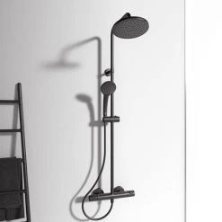 Ideal Standard Silk Black Ceratherm T25 Exposed Thermostatic Shower System - A7571XG -ShowerLux Shop A7571XG D2 460