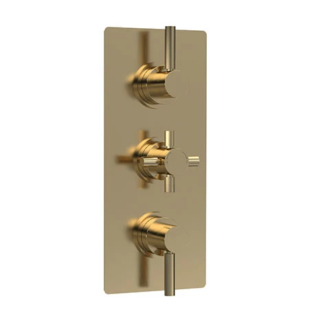 Hudson Reed Tec Pura Plus Triple Concealed Thermostatic Shower Valve - Brushed Brass - A8003 3 Hudson Reed Tec Pura Plus Triple Concealed Thermostatic Shower Valve - Brushed Brass - A8003