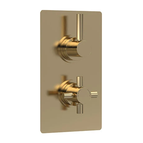 Hudson Reed Tec Pura Twin Concealed Thermostatic Shower Valve - Brushed Brass - A8003V 3 Hudson Reed Tec Pura Twin Concealed Thermostatic Shower Valve - Brushed Brass - A8003V