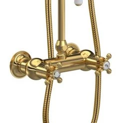 Hudson Reed Brushed Brass Thermostatic Shower Valve & Rigid Riser Kit - A8117 -ShowerLux Shop A8117 D3 460