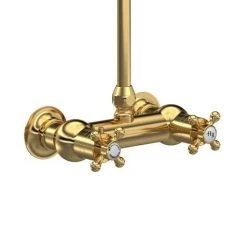 Hudson Reed Brushed Brass Thermostatic Shower Valve with Rigid Riser & Fixed Head - A8118 8 Hudson Reed Brushed Brass Thermostatic Shower Valve with Rigid Riser & Fixed Head - A8118 -ShowerLux Shop A8118 D1 460