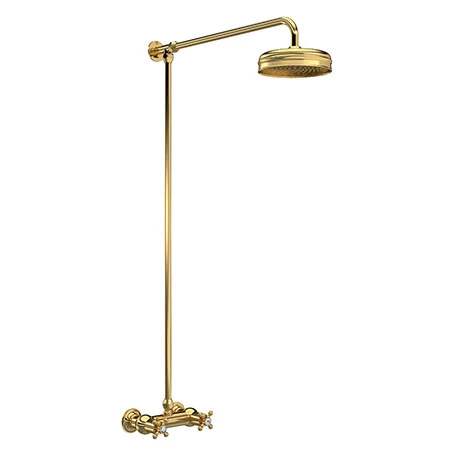 Hudson Reed Brushed Brass Thermostatic Shower Valve with Rigid Riser & Fixed Head - A8118 3 Hudson Reed Brushed Brass Thermostatic Shower Valve with Rigid Riser & Fixed Head - A8118
