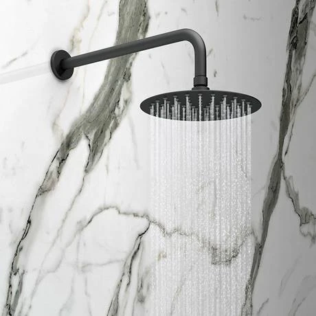 Arezzo Matt Black Concealed Individual Stop Tap + Thermostatic Control Valve with 200mm Shower Head 4 Arezzo Matt Black Concealed Individual Stop Tap + Thermostatic Control Valve with 200mm Shower Head - Image 2