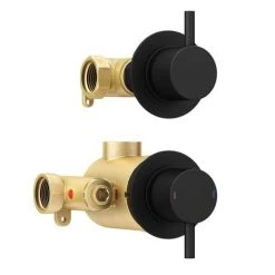 Arezzo Matt Black Concealed Individual Stop Tap + Thermostatic Control Valve with 200mm Shower Head 12 Arezzo Matt Black Concealed Individual Stop Tap + Thermostatic Control Valve with 200mm Shower Head -ShowerLux Shop ARZ ISV PK1 detail2 460