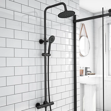 Arezzo Modern Round Thermostatic Shower - Matt Black 3 Arezzo Modern Round Thermostatic Shower - Matt Black