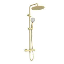 Arezzo Modern Round Thermostatic Shower (300mm Head - Brushed Brass) -ShowerLux Shop ARZ3BBH detail03 460