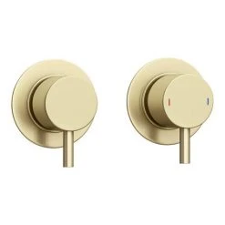 Arezzo Brushed Brass Concealed Individual Stop Tap + Thermostatic Control Valve with Ceiling Mounted Shower Head -ShowerLux Shop ARZB ISV PK1 detail2 460