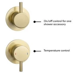 Arezzo Brushed Brass Concealed Individual Stop Tap + Thermostatic Control Valve with Ceiling Mounted Shower Head -ShowerLux Shop ARZB ISV PK1 detail3 460