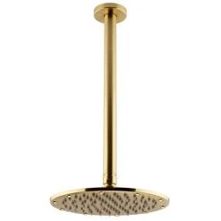 Arezzo Brushed Brass Concealed Individual Stop Tap + Thermostatic Control Valve with Ceiling Mounted Shower Head -ShowerLux Shop ARZB ISV PK1 detail4 460