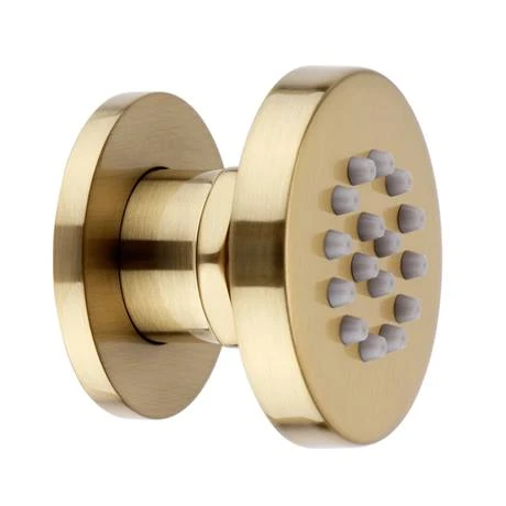 Arezzo Brushed Brass Concealed Individual Diverter + Thermostatic Control Valve w. 4 Body Jets + Fixed Head 6 Arezzo Brushed Brass Concealed Individual Diverter + Thermostatic Control Valve w. 4 Body Jets + Fixed Head - Image 4