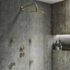 Arezzo Brushed Brass Concealed Individual Diverter + Thermostatic Control Valve w. 4 Body Jets + Fixed Head 2 Arezzo Brushed Brass Concealed Individual Diverter + Thermostatic Control Valve w. 4 Body Jets + Fixed Head -ShowerLux Shop ARZB ISV PK5 p